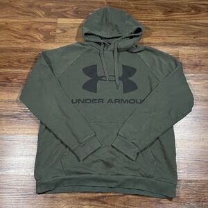 Under Armour Rival Fleece Big Logo Hoodie Long Sleeve Green Sweater Men's Large